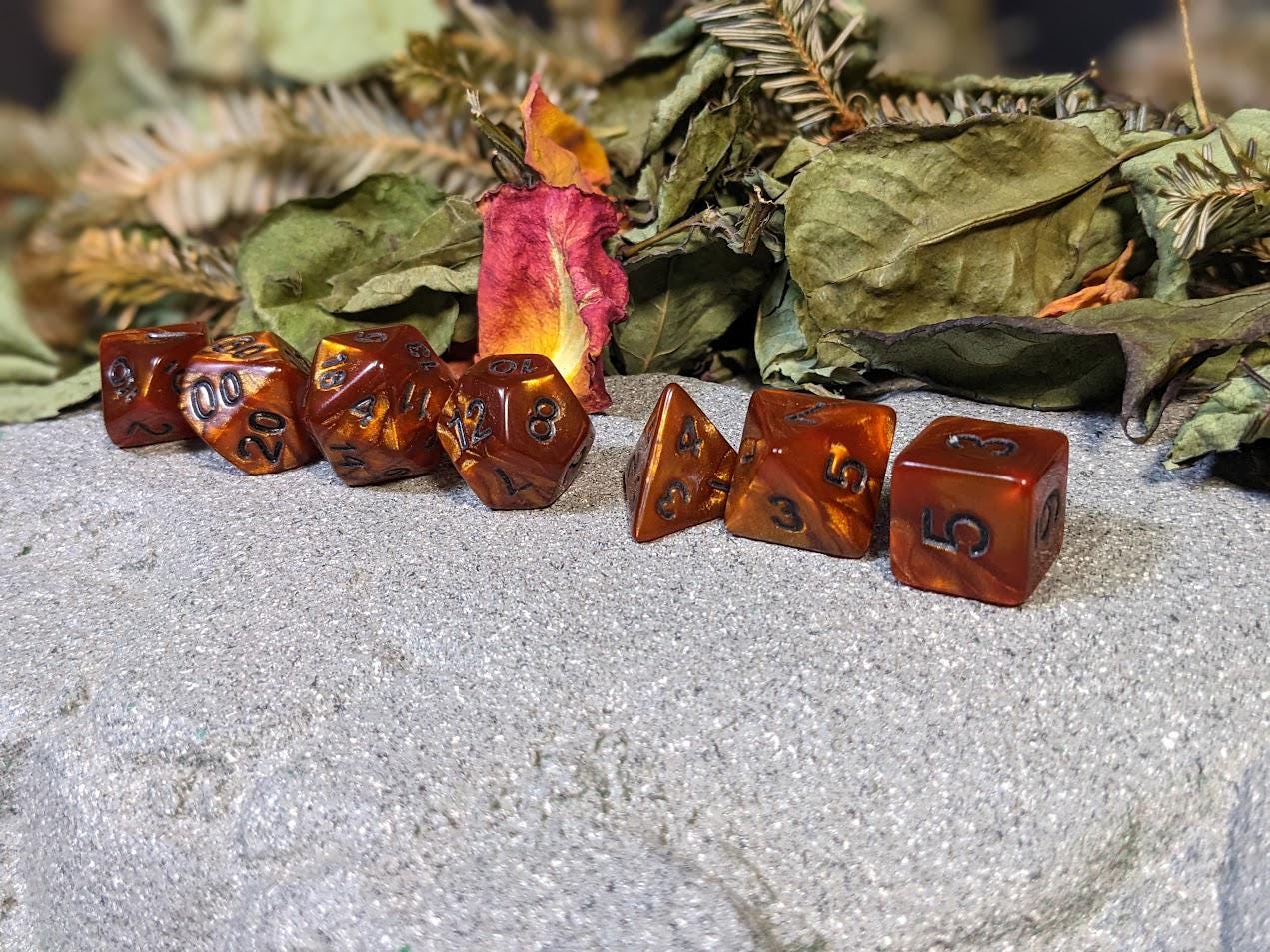 Copper Velvet Acrylic DND Dice Set