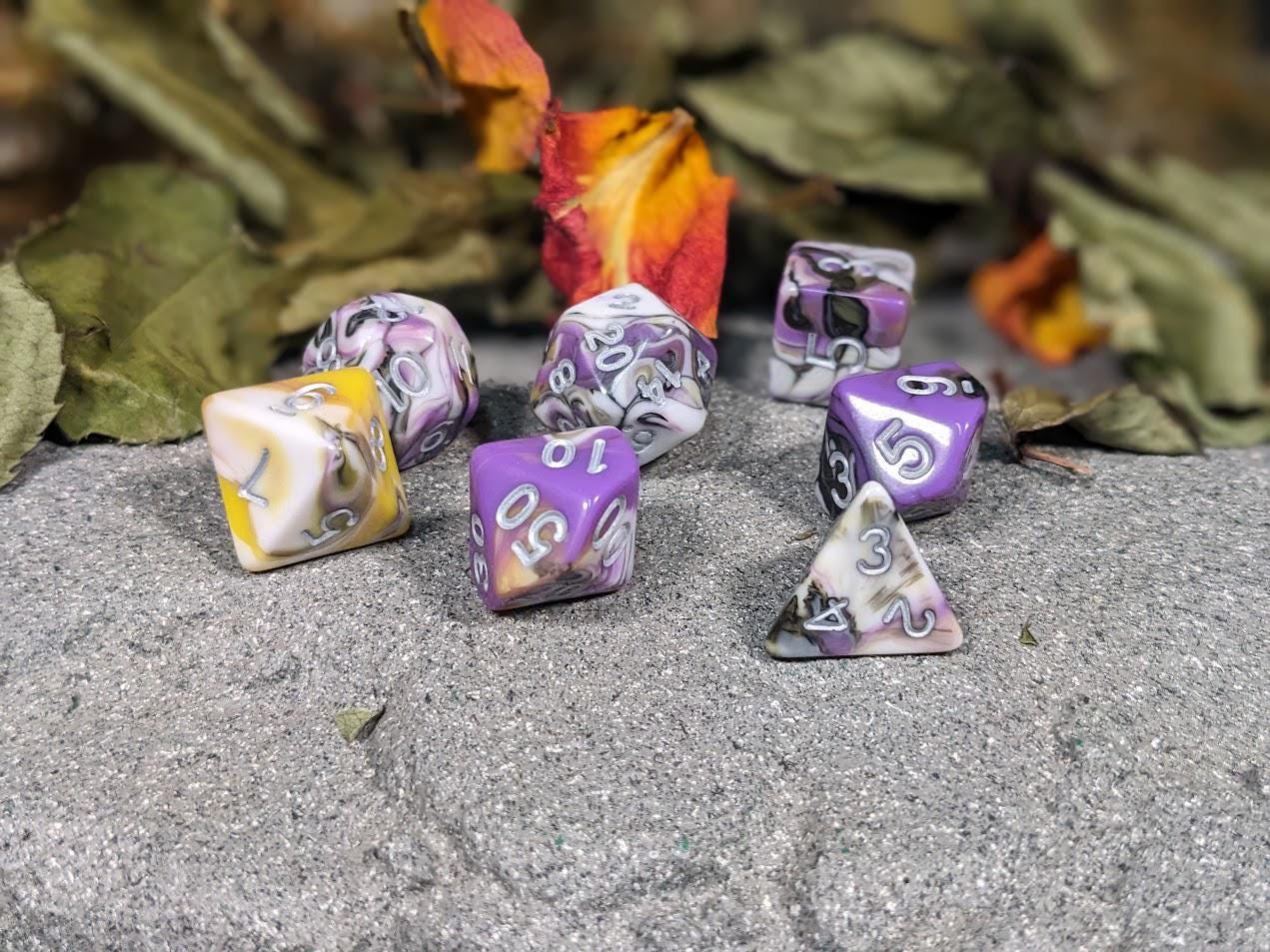 Multi-Color Marble Mix Acrylic DND Dice Set