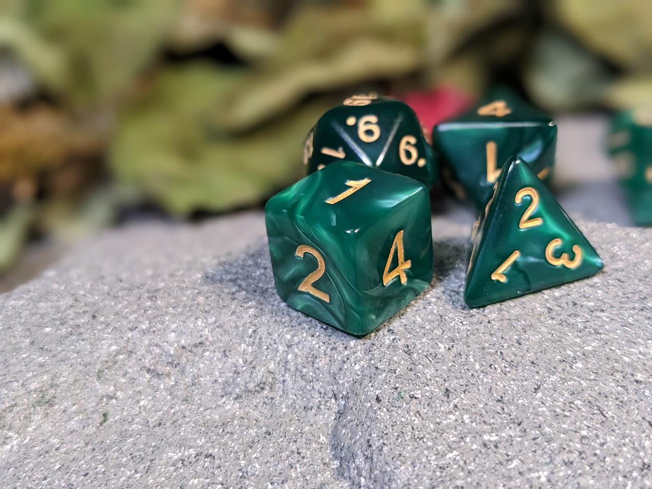 Gold-Lettered Velvet Acrylic DND Dice Set