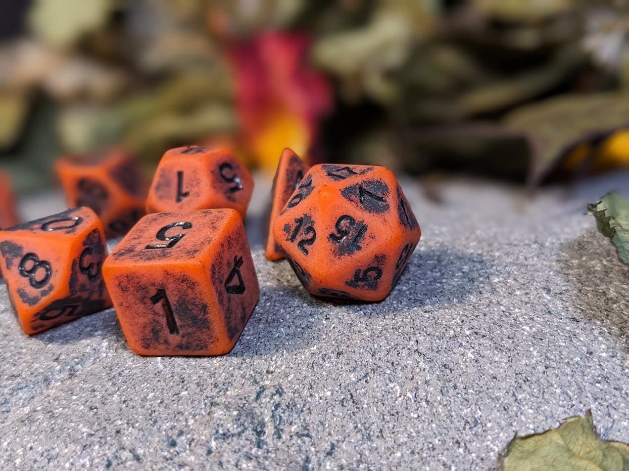 Rustic Acrylic DND Dice Set with Rough Texture