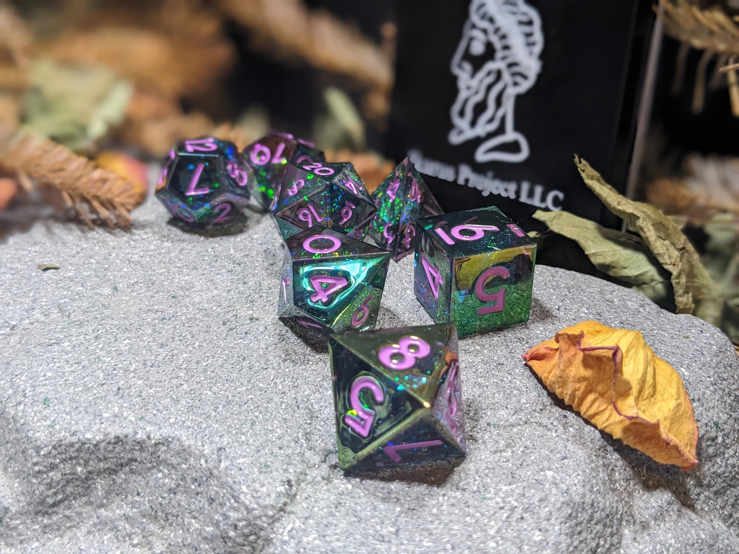 Mirror Green Sharp Edge D&D Dice Set