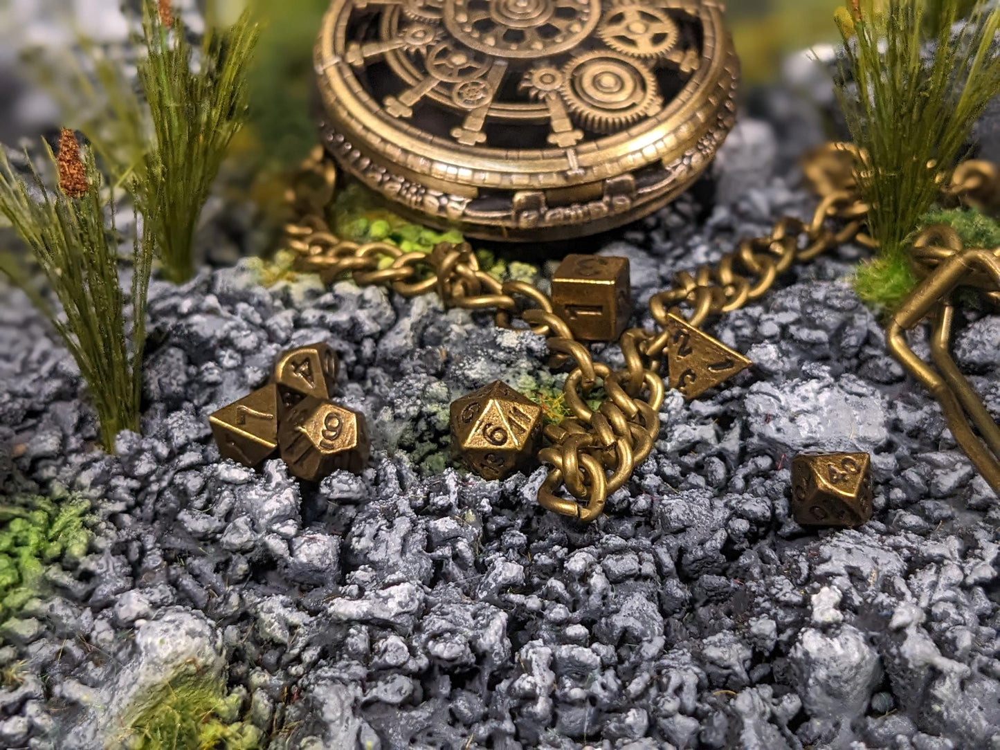 Pocket Watch Gear Mini Metal D&D Dice Set