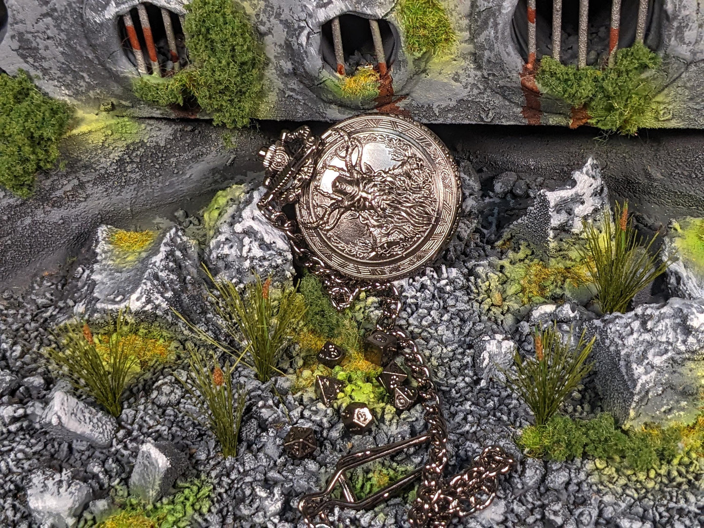 Pocket Watch Viking Mini Metal D&D Dice Set