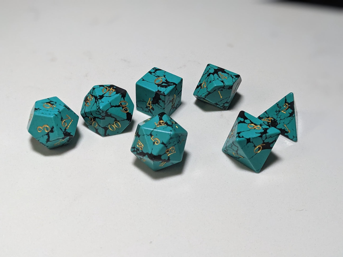 Stone D&D Dice Set - Light Blue/Black