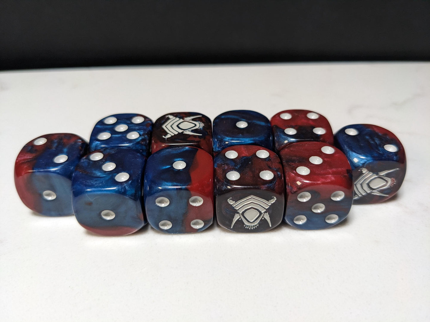16mm Dice - Red/Blue Alien Inspired by Sci-Fi 10x