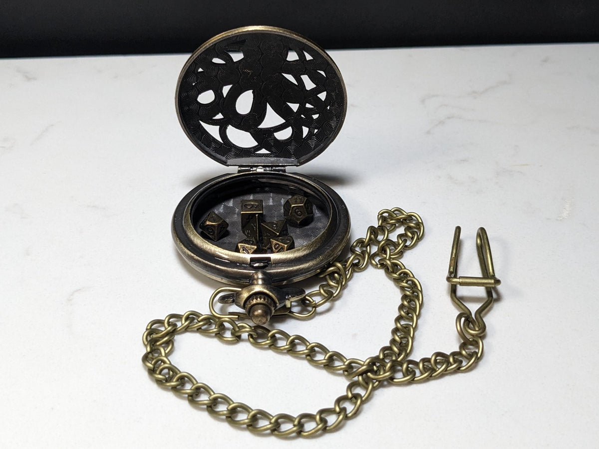 Pocket Watch Kraken Mini Metal D&D Dice Set