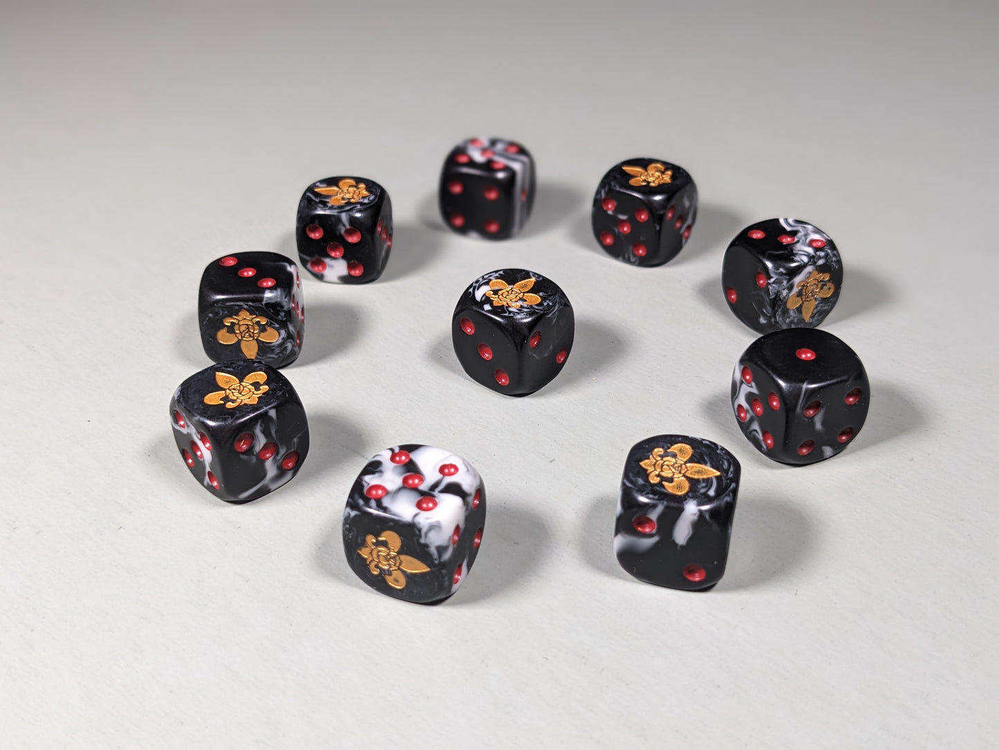 Order of the Holy Rose Dice 16mm Inspired by Sci-Fi/Fleur De Lis