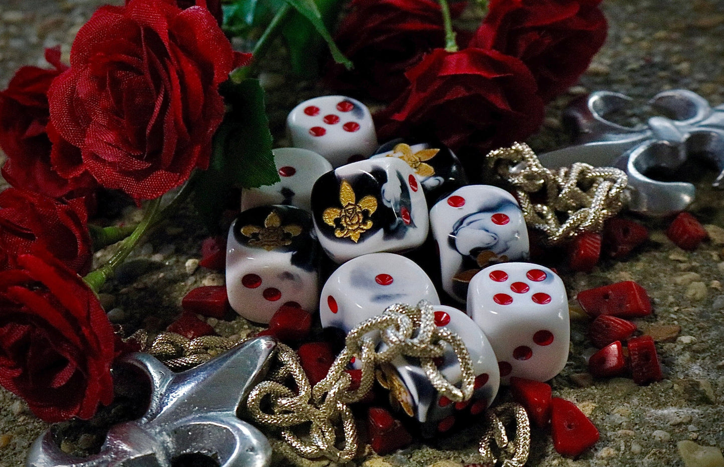 Order of the Holy Rose Dice 16mm Inspired by Sci-Fi/Fleur De Lis