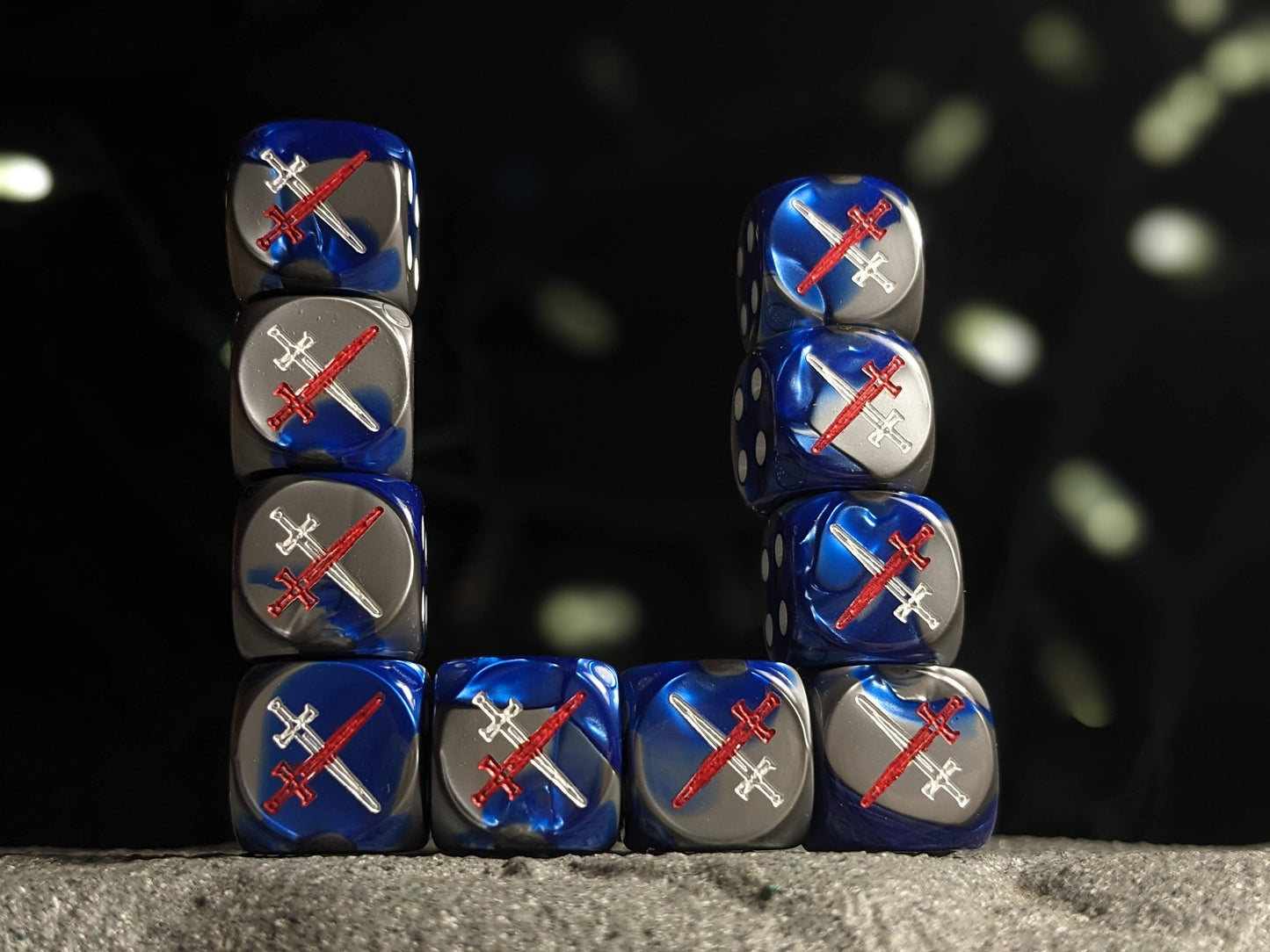 Star Knight Swords Crossed Dice 16mm 10x Inspired by Sci-Fi