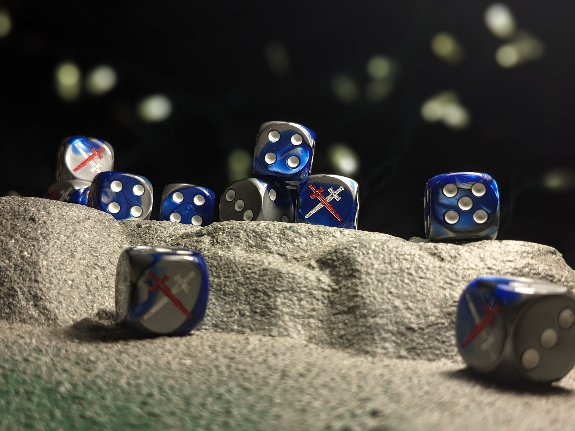 Star Knight Swords Crossed Dice 16mm 10x Inspired by Sci-Fi