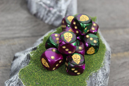 Dark Jester Mask Dice 16mm Inspired by Sci-Fi 10x