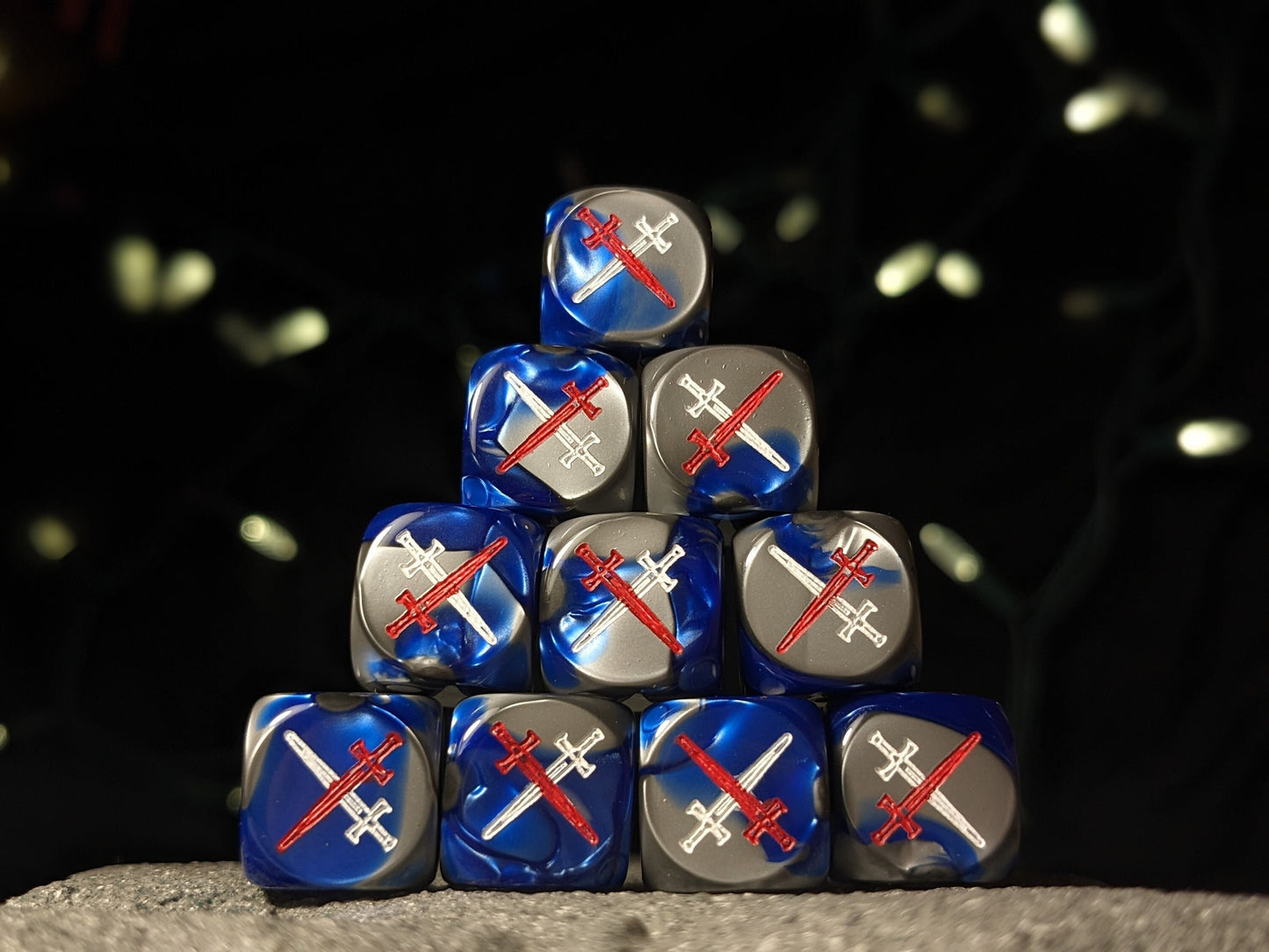 Star Knight Swords Crossed Dice 16mm 10x Inspired by Sci-Fi