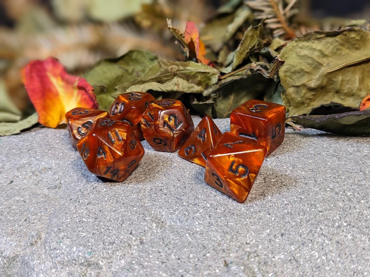 Copper Velvet Acrylic DND Dice Set