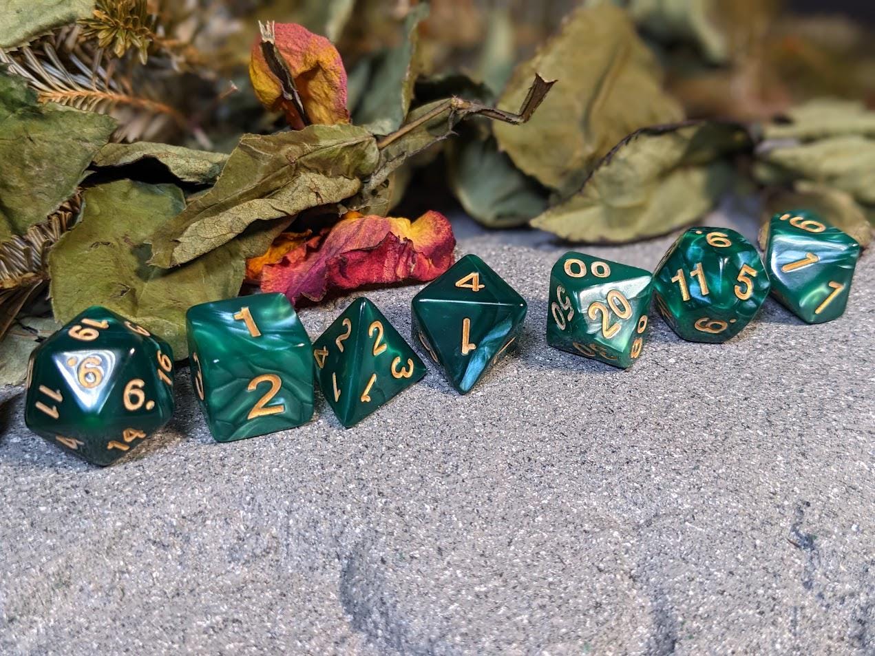 Gold-Lettered Velvet Acrylic DND Dice Set