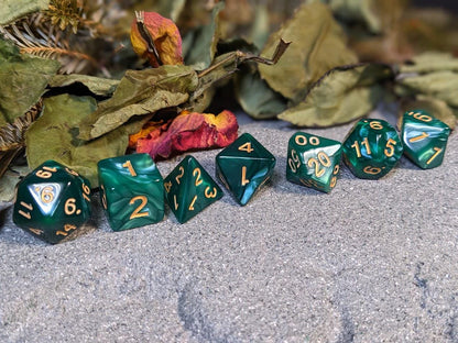Gold-Lettered Velvet Acrylic DND Dice Set