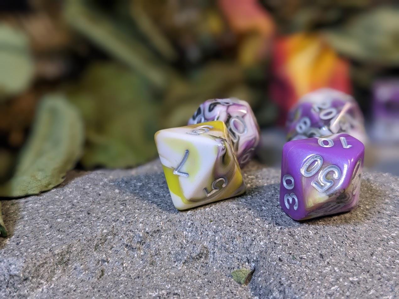 Multi-Color Marble Mix Acrylic DND Dice Set