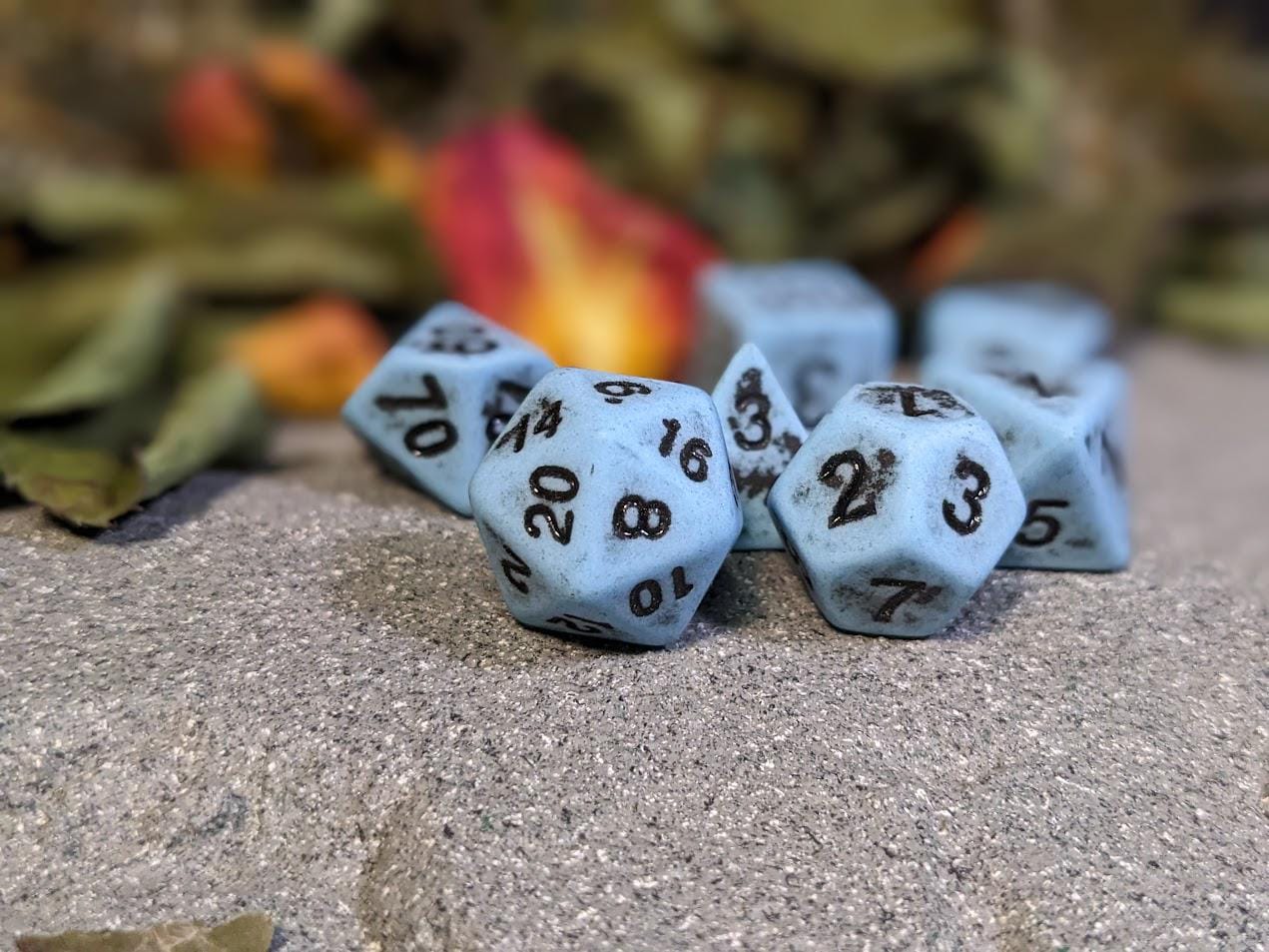 Rustic Acrylic DND Dice Set with Rough Texture