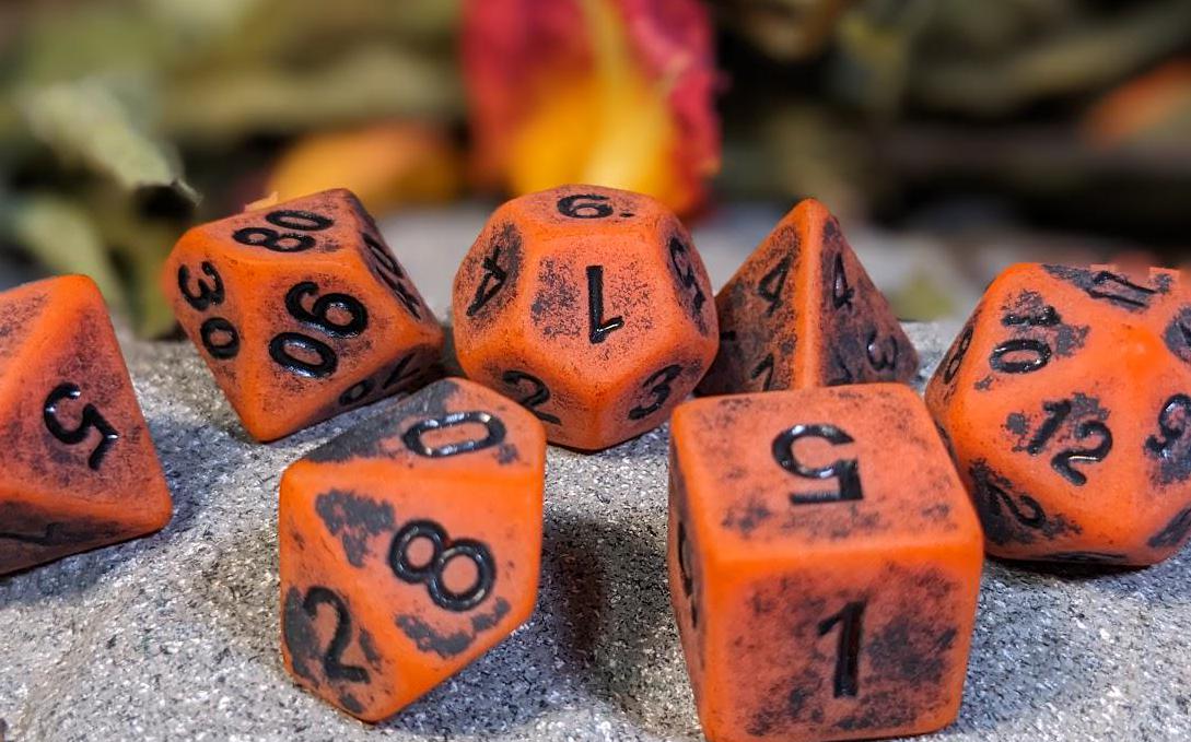 Rustic Acrylic DND Dice Set with Rough Texture