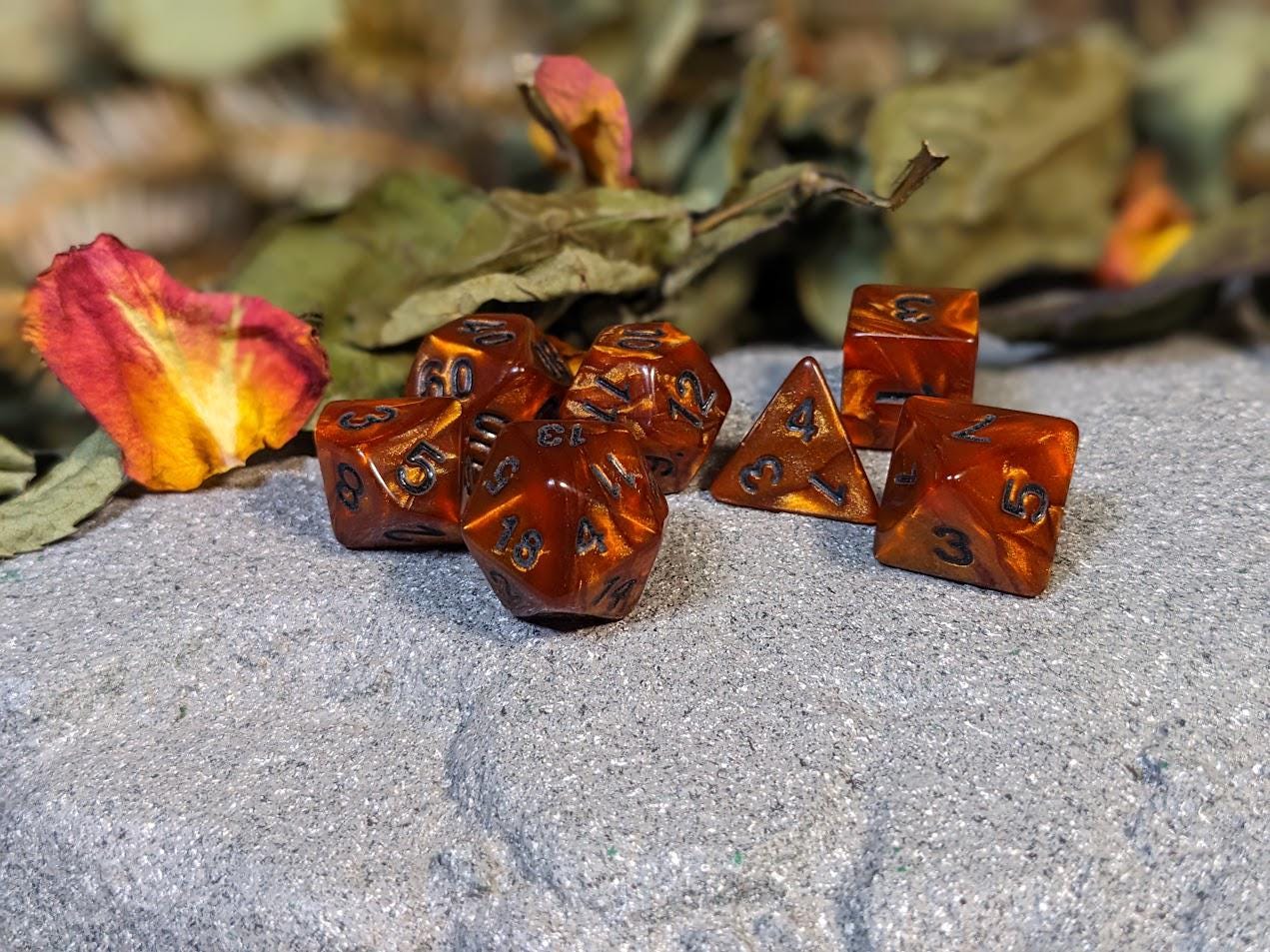 Copper Velvet Acrylic DND Dice Set