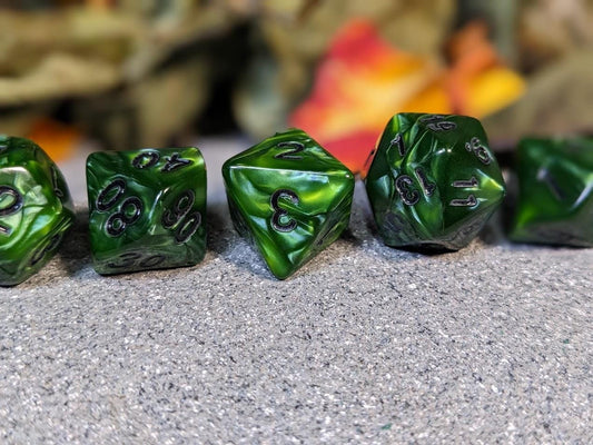 Dark Green Velvet Acrylic DND Dice Set