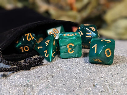 Gold-Lettered Velvet Acrylic DND Dice Set