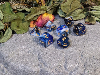 Winter Marble Acrylic DND Dice Set with Tavern Font