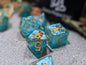 Light Teal Copper Sharp Edge D&D Dice Set