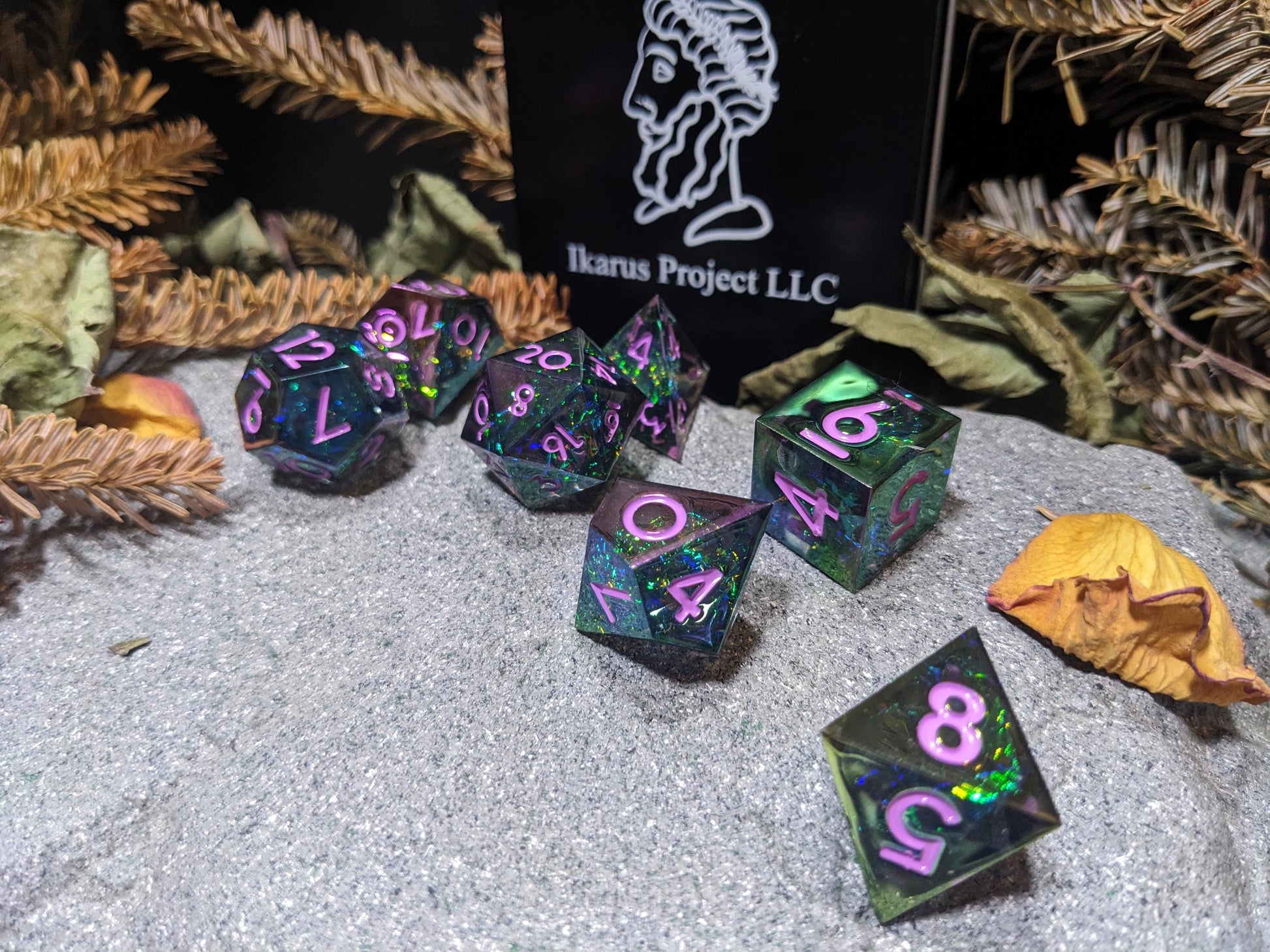 Mirror Green Sharp Edge D&D Dice Set