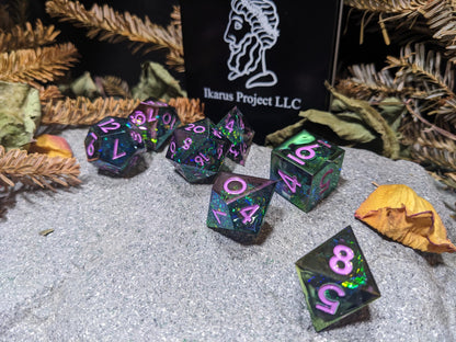 Mirror Green Sharp Edge D&D Dice Set