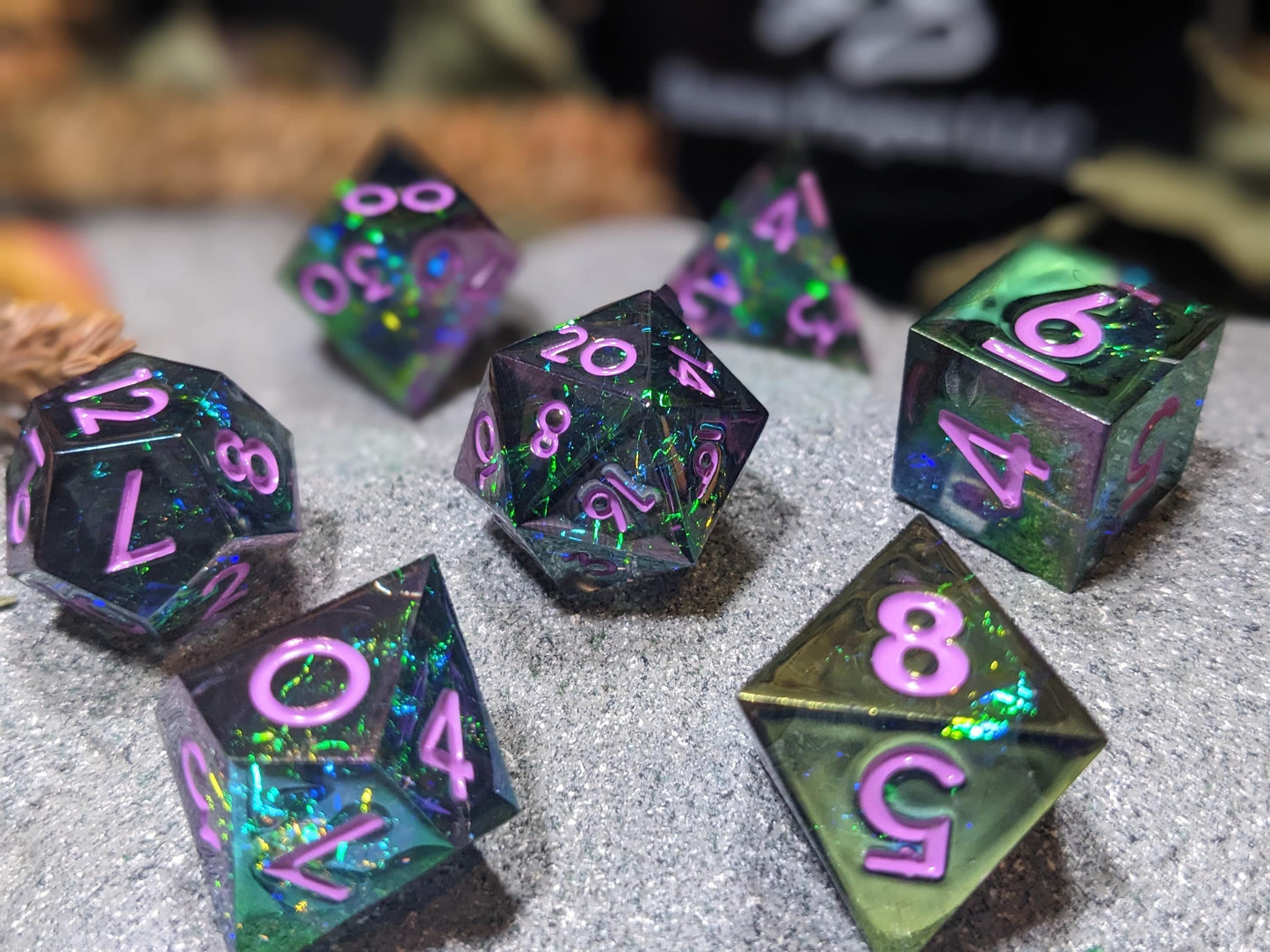 Mirror Green Sharp Edge D&D Dice Set