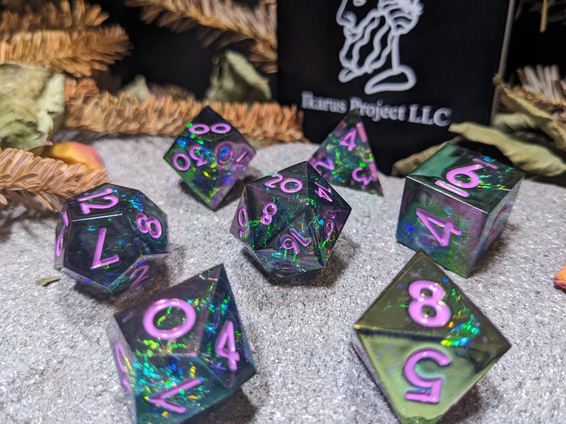 Mirror Green Sharp Edge D&D Dice Set