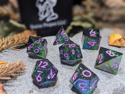 Mirror Green Sharp Edge D&D Dice Set