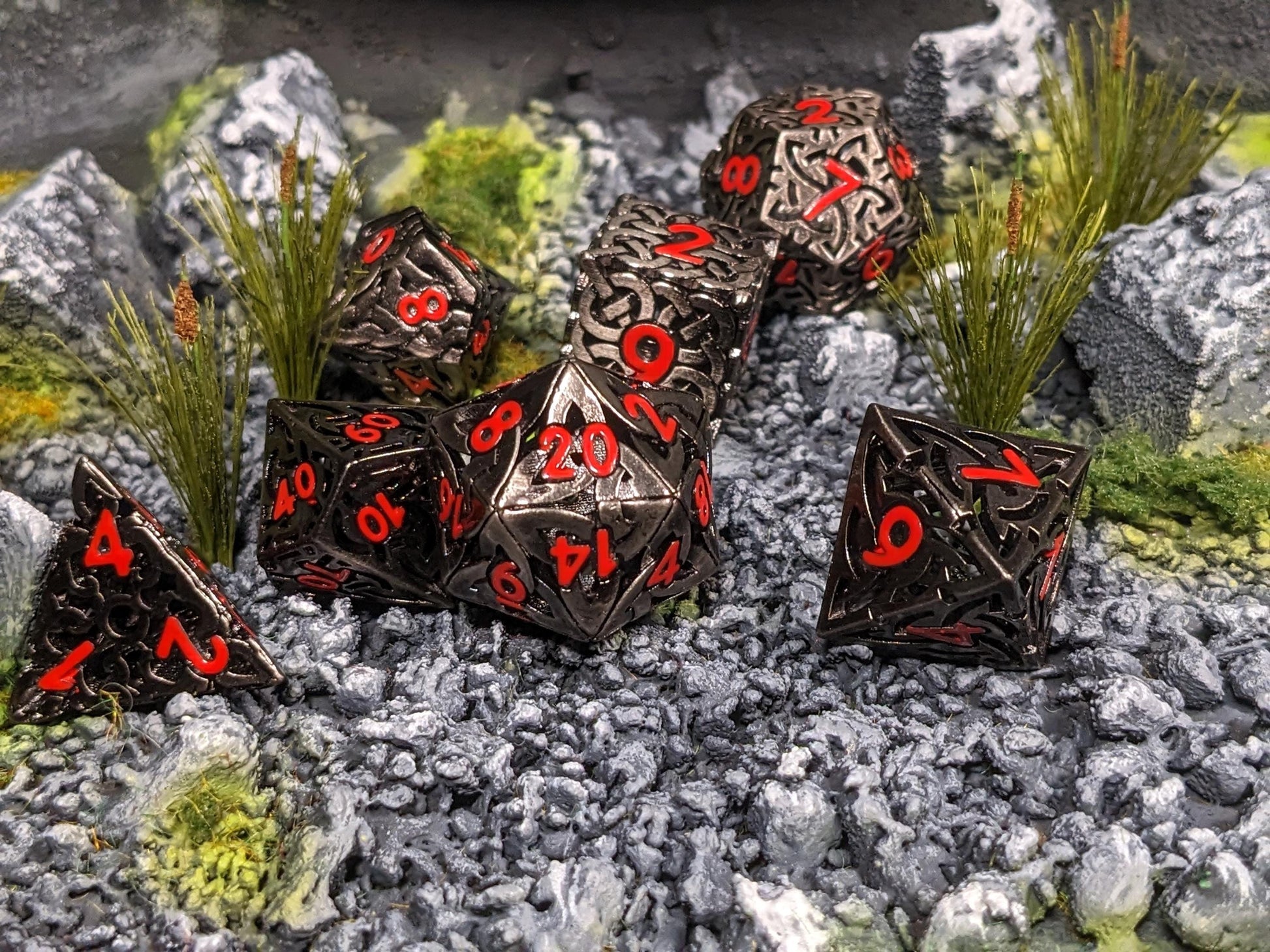 Hollow Rune Metal D&D Dice Set