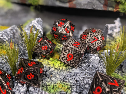 Hollow Rune Metal D&D Dice Set
