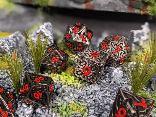 Hollow Rune Metal D&D Dice Set