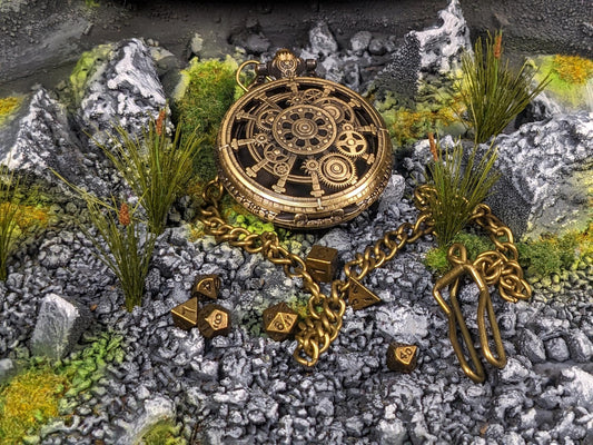 Pocket Watch Gear Mini Metal D&D Dice Set