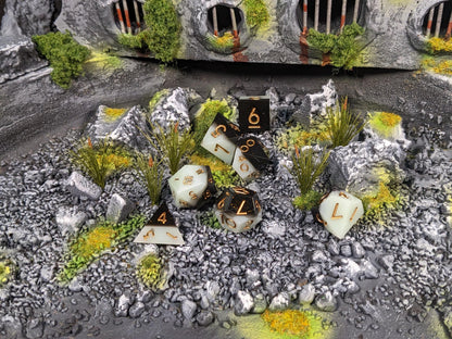 Black and Pearl Sharp Edge D&D Dice Set