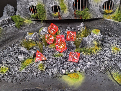 Translucent Pink Sharp Edge D&D Dice Set