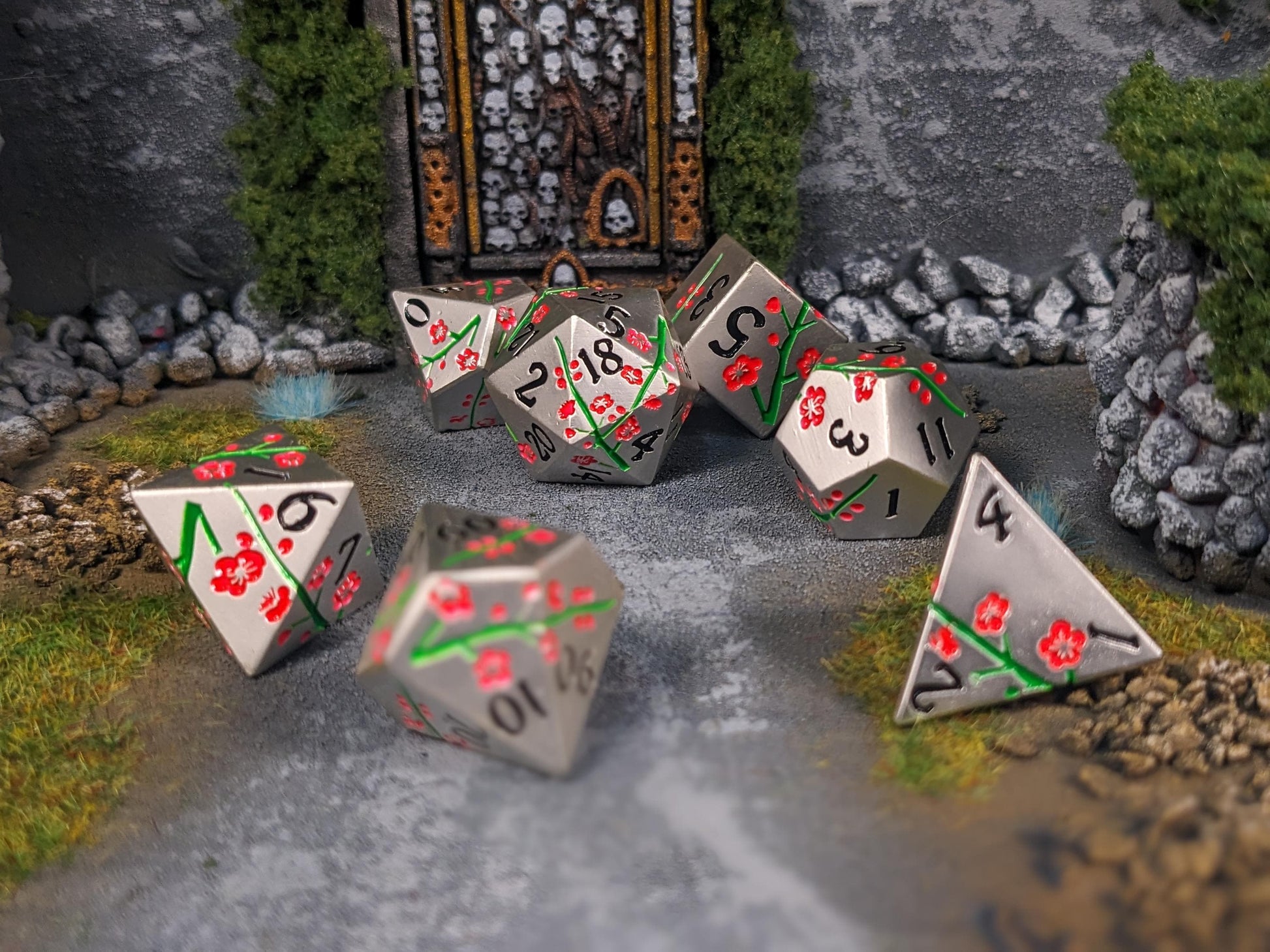 Spirit Blossom Solid Metal D&D Dice Set