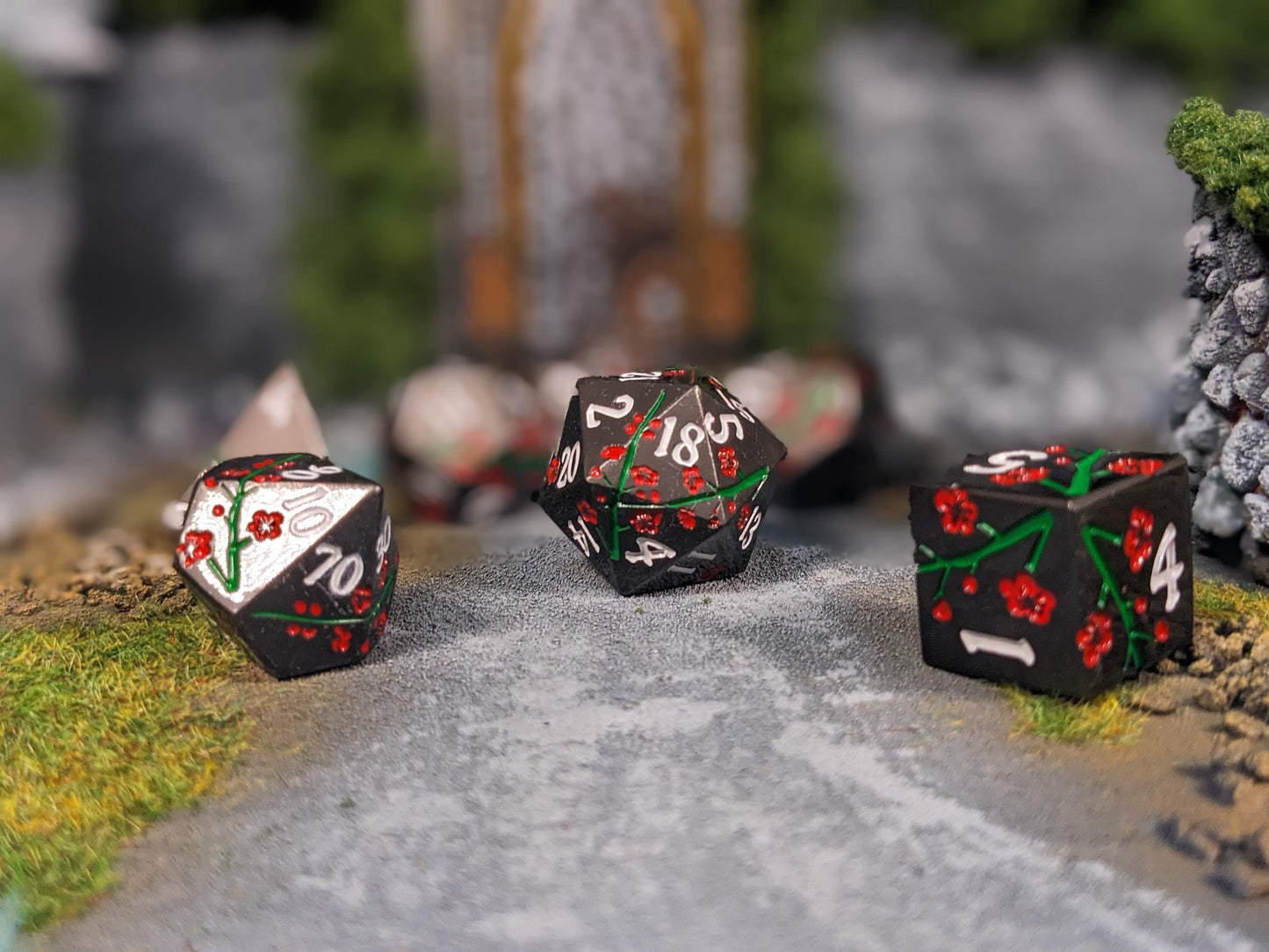 Spirit Blossom Solid Metal D&D Dice Set