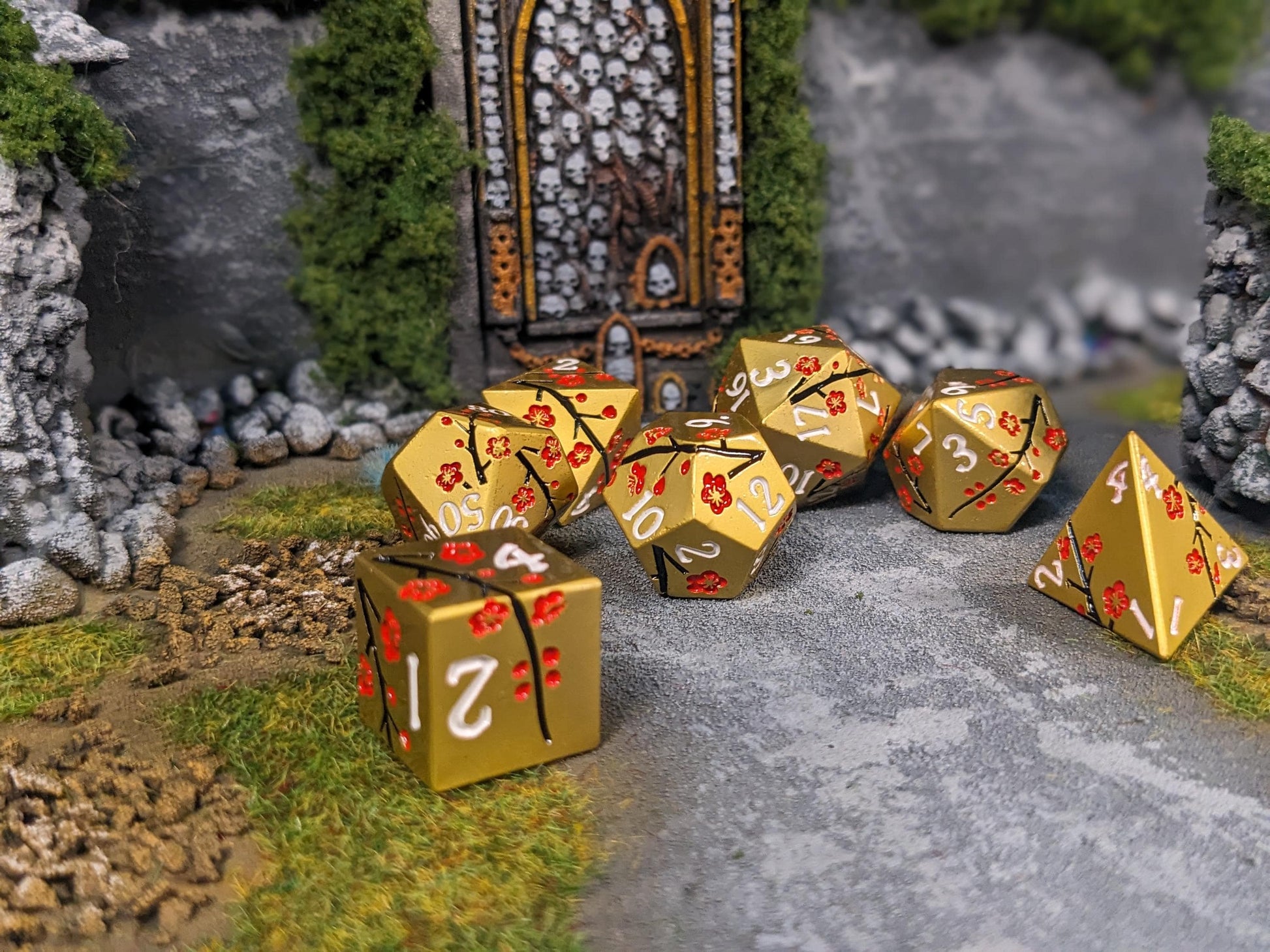 Spirit Blossom Solid Metal D&D Dice Set