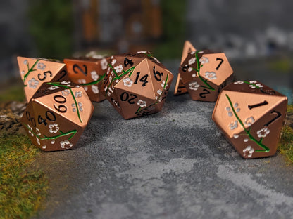 Spirit Blossom Solid Metal D&D Dice Set