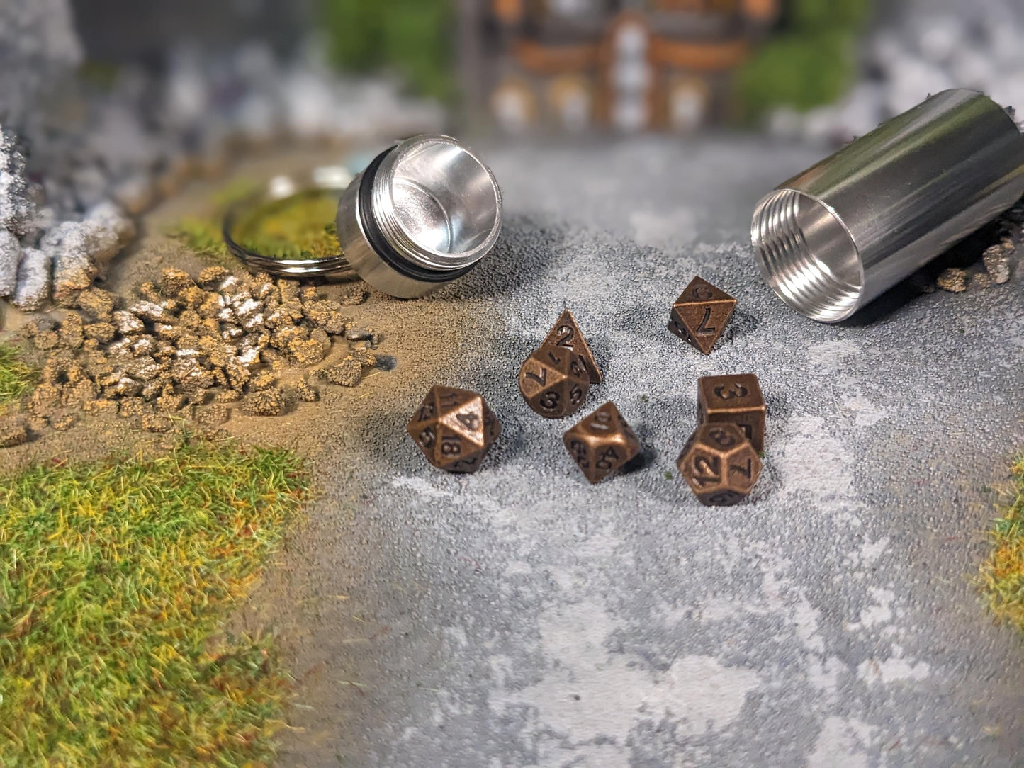 Key Chain Mini Metal D&D Dice Set