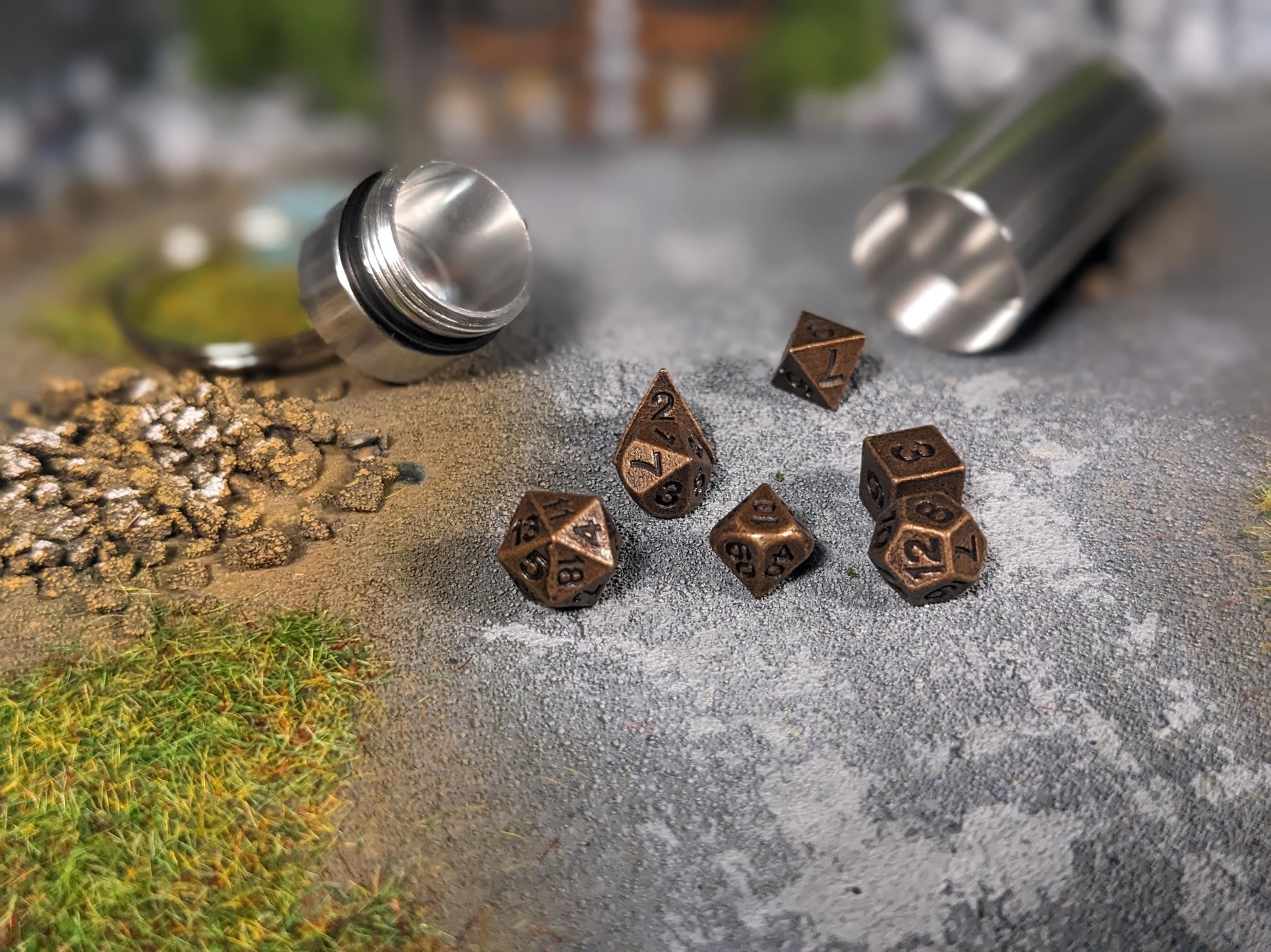 Key Chain Mini Metal D&D Dice Set