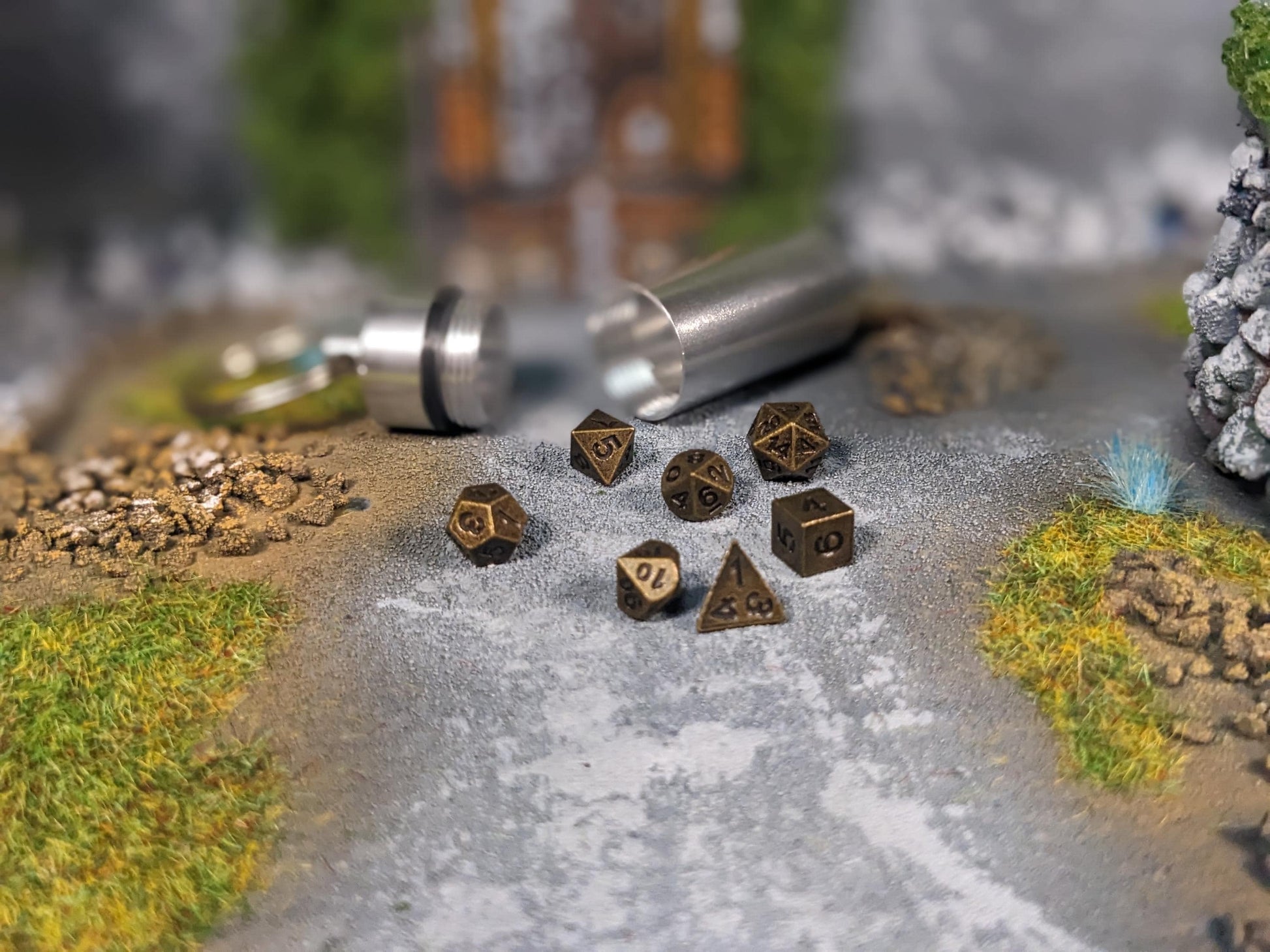 Key Chain Mini Metal D&D Dice Set