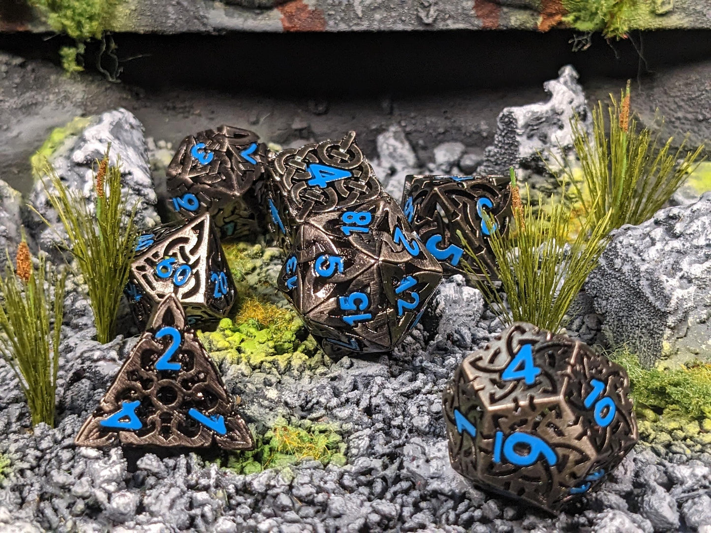 Hollow Rune Metal D&D Dice Set
