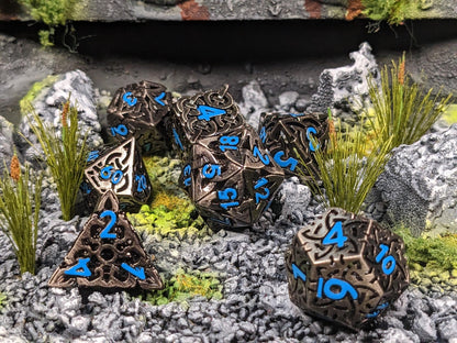 Hollow Rune Metal D&D Dice Set