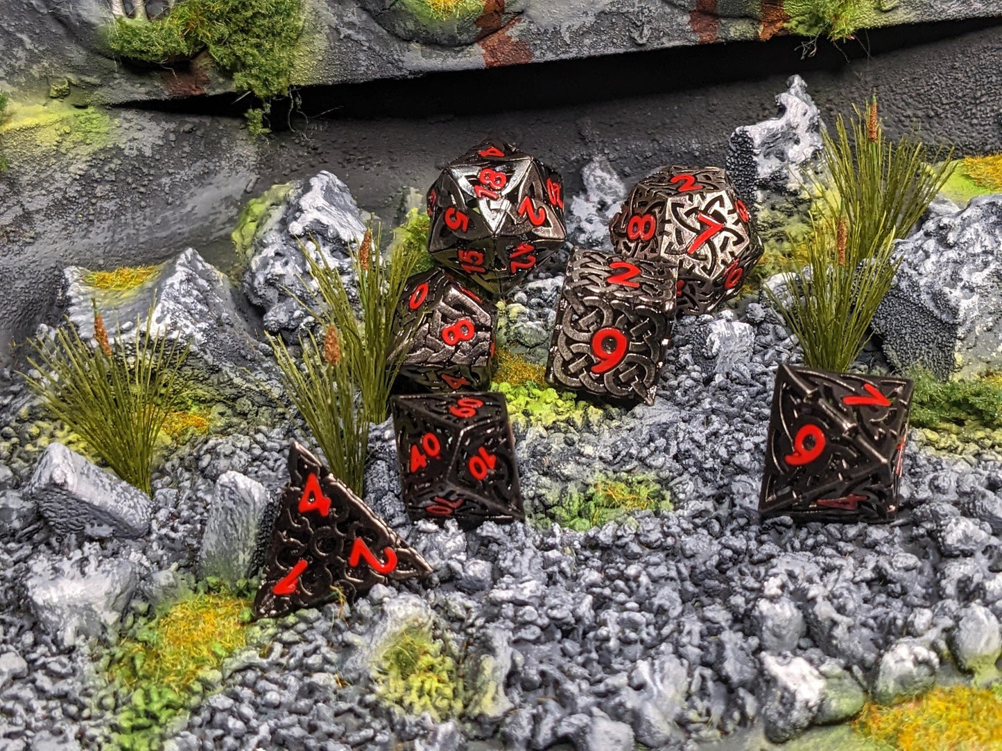 Hollow Rune Metal D&D Dice Set