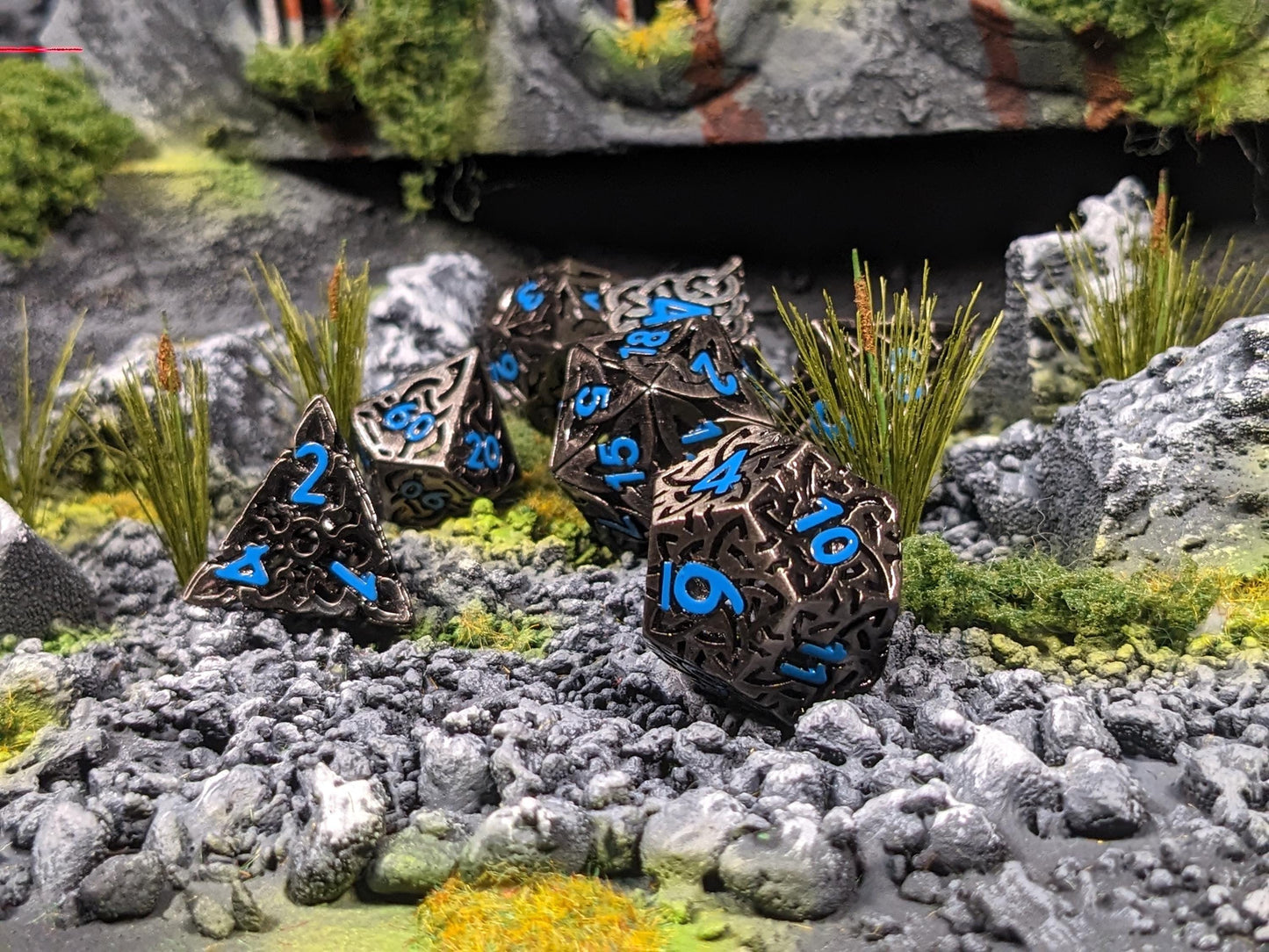 Hollow Rune Metal D&D Dice Set