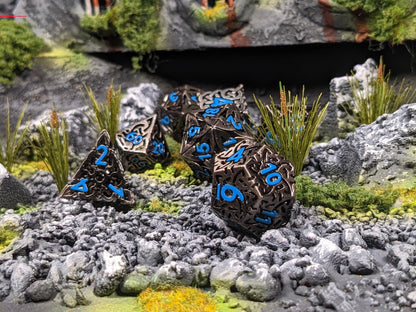 Hollow Rune Metal D&D Dice Set